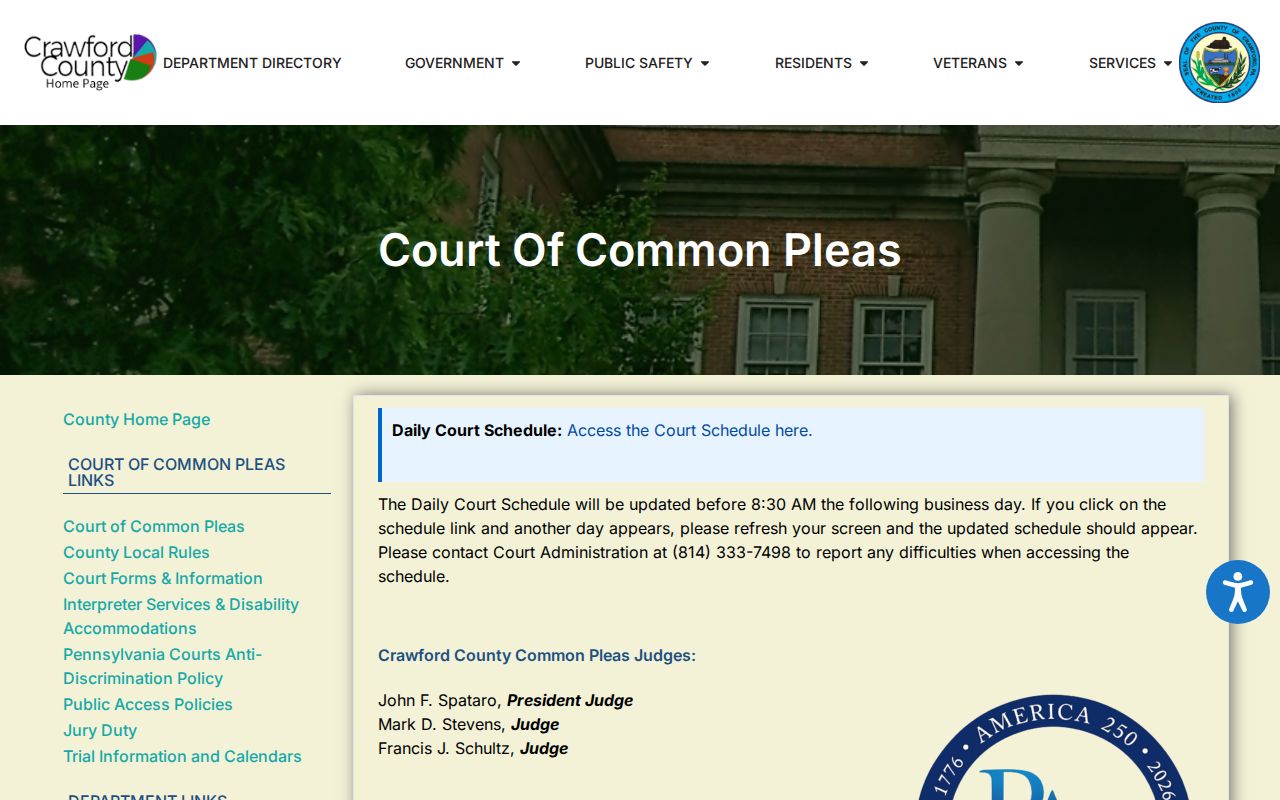 Crawford County Court of Common Pleas official page