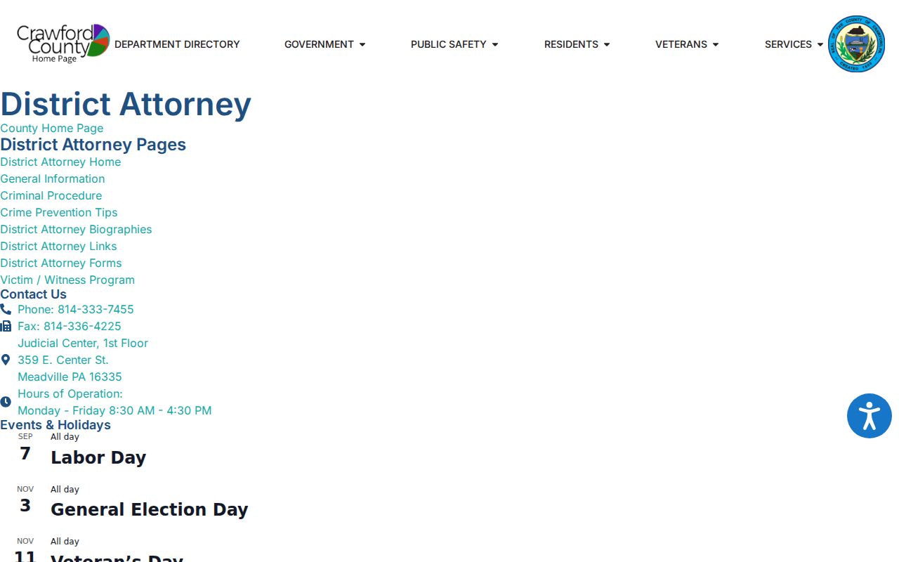 Crawford County District Attorney office and local criminal case process