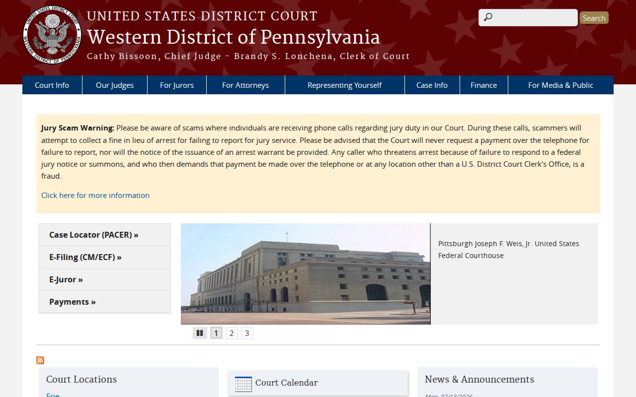 Western District of Pennsylvania federal court serving Crawford County